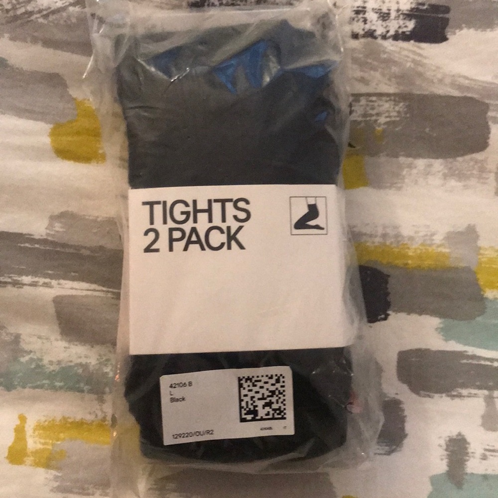 2 pack opaque black tights size large h&m